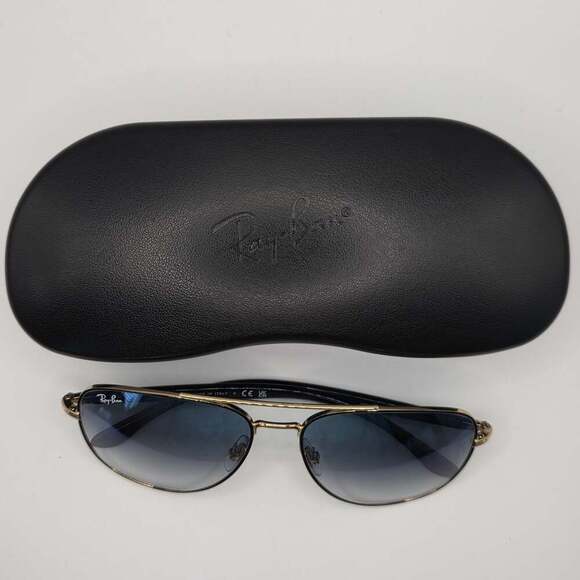 Ray-Ban RB3683 Sunglasses in Black On Gold and Blue - Picture 2 of 10